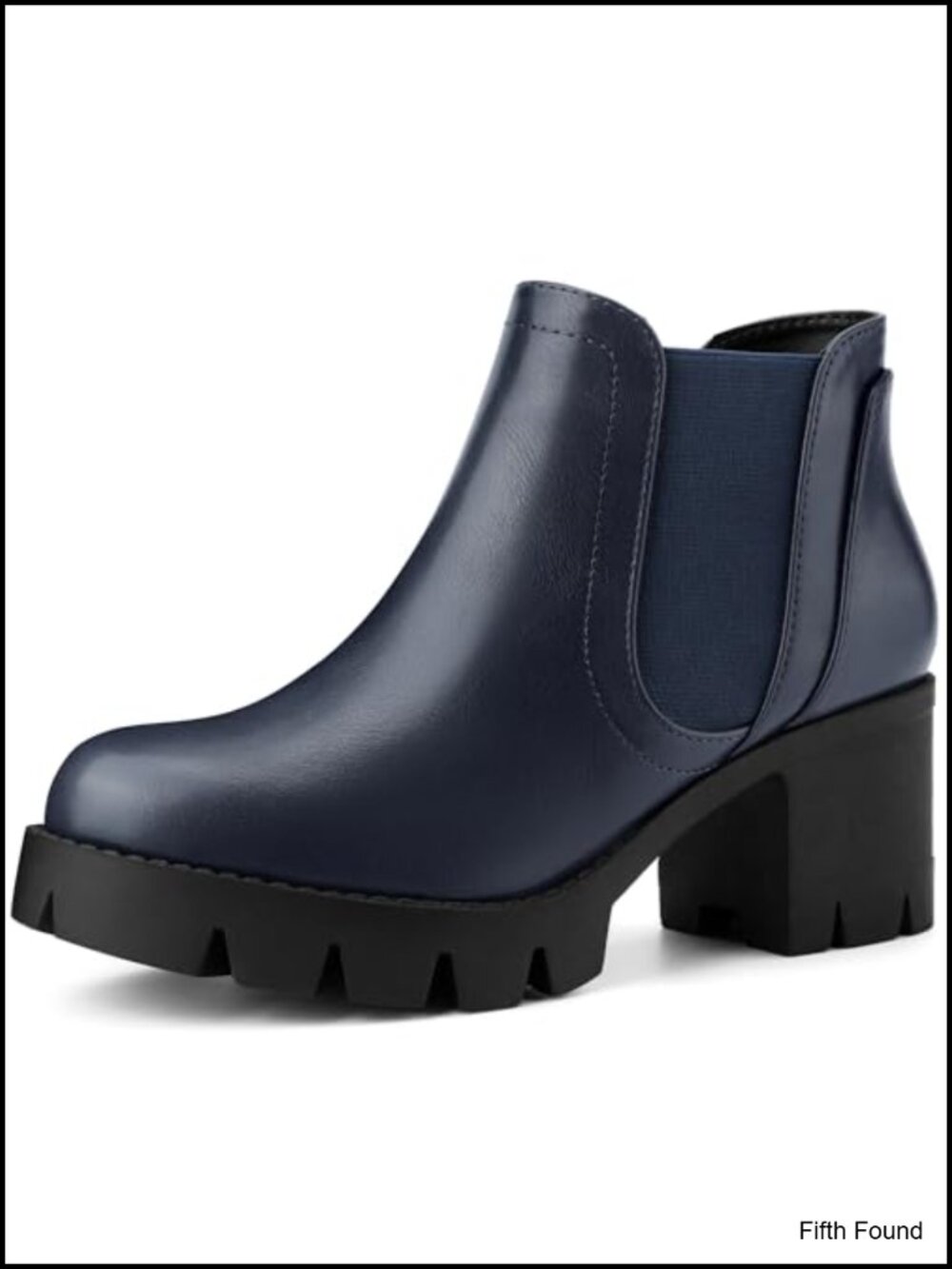 Women's PU Lug Sole Chelsea Ankle Boots - Chunky Heel